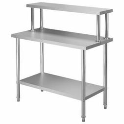 Lavoro Cucina Con Mensola 120x60x120 Cm In Acciaio Inox