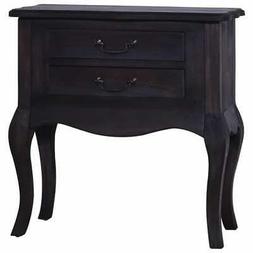 257463 Comodino Nero 60x30x60 cm in Legno Massello di Mogano