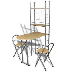 260788 Set da Bar Pieghevole per Colazione con 2 Sgabelli Ar
