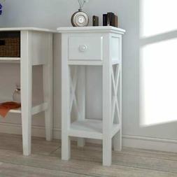 260182 Tavolino Laterale con Cassetto Bianco Arredamento Tav