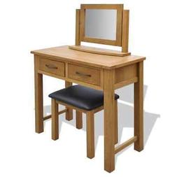 AX Set 3pz Toelette Sgabello Massello Rovere Specchio camera