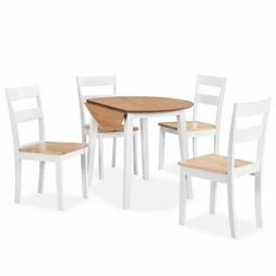 Sedie 5pz 4posti Pranzo 90x75cm Mdf Bianco Naturale Hevea + 