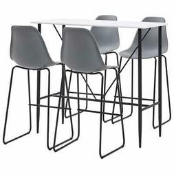 Sedie 5pz 4posti Pranzo Bar Plastica Grigio Sala Pub Arredo 