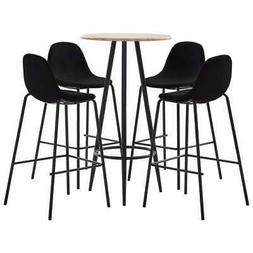 Sedie 5pz Bar 4posti Schienale Poggiapiedi Nero Ospiti New 3