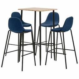 Sedie 5pz Bar 4posti Schienale Poggiapiedi Blu Sala Ospiti 3