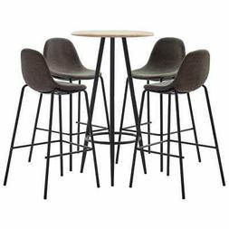 Sedie 5pz Bar 4posti Schienale Poggiapiedi Scuro Sala Casa 3