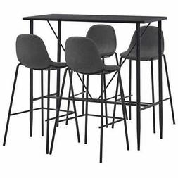 Sedie 5pz Bar 4posti Schienale Poggiapiedi Grigio Sala Pub 3