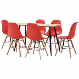 Sedie 7pz Pranzo 6posti Schienale Plastica Rosso Nuovo New 3