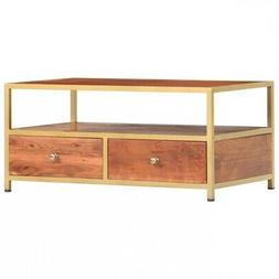 AX Tavolino Caff&egrave; Legno Massello Acacia 1Scomparto 90x50x40