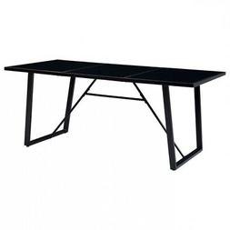 Pranzo Nero Vetro Temperato Giardino Salotto Sala 180x90x75c