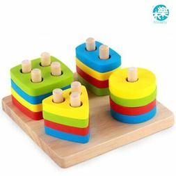 Bambino Giocattoli di Legno Blocchi Forma Snodato Tavola Mon