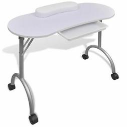 Pieghevole Per Manicure Con Ruote Bianco Unghie Tavolino Sal