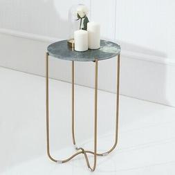 Cag&uuml; : Design Tavolino Rotondo  Verde Marmorizzato & Oro Te