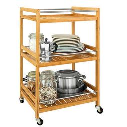 Carrello Cucina Bagno 3 Scomparti In Legno Bambu' Naturale 4