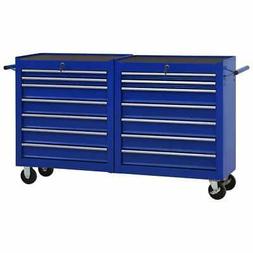 vidaXL Carrello Portautensili con 14 Cassetti in Acciaio Blu