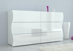 Com&ograve; 6 cassetti sagomati in finitura bianco laccato lucido,