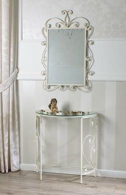 Consolle e specchio Hawaii ferro battuto bianco Shabby Chic 