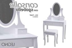 CONSOLLE MODERNA BIANCA + SGABELLO SPECCHIO Make Up INGRESSO