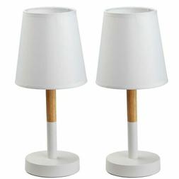 Lume Da Comodino In Metallo E Legno Bianco Abatjour