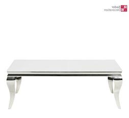 Design Table Basse Baroque Moderne de Salon Argent Inox Verr