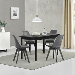  Table &agrave; manger + 4 chaises noir/gris 140x60cm table de cui