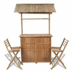 vidaXL Giardino Set esterno banco da bar in bamb&ugrave; con 2 sga
