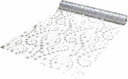 khevga Runner da tavola in Organza, 5 Metri, Natale Argento 