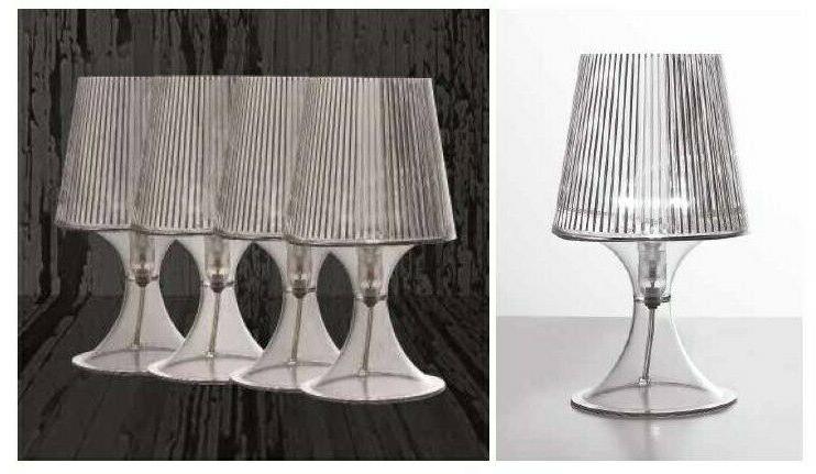 1 lampada da tavolo in policarbonato trasparente