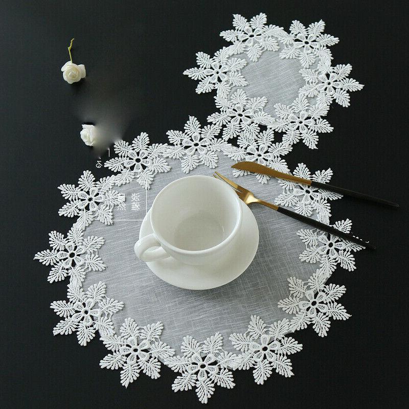 1pc tovagliette pizzo bianco fiore sottobicchiere rotondo