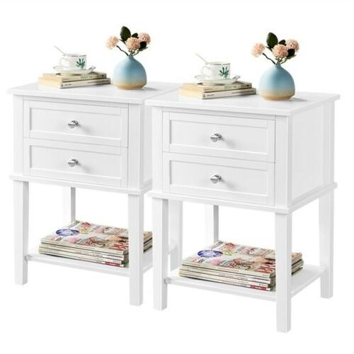 2 comodini camera da letto bianchi con