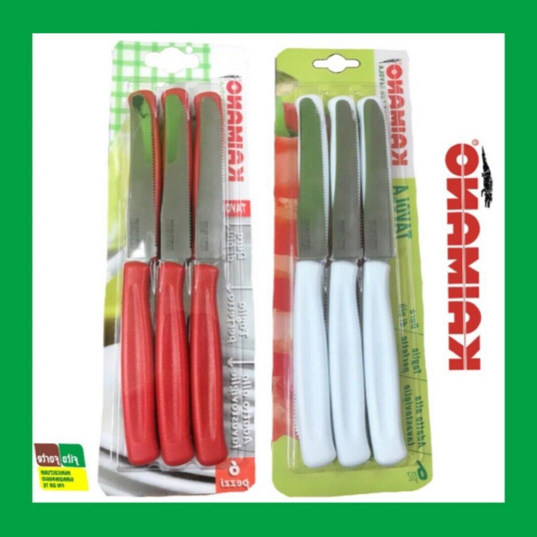 6 coltelli originali set lama seghettata inox