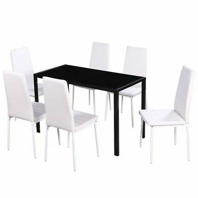 ax set tavolo sedie 6posti 7pz vetro