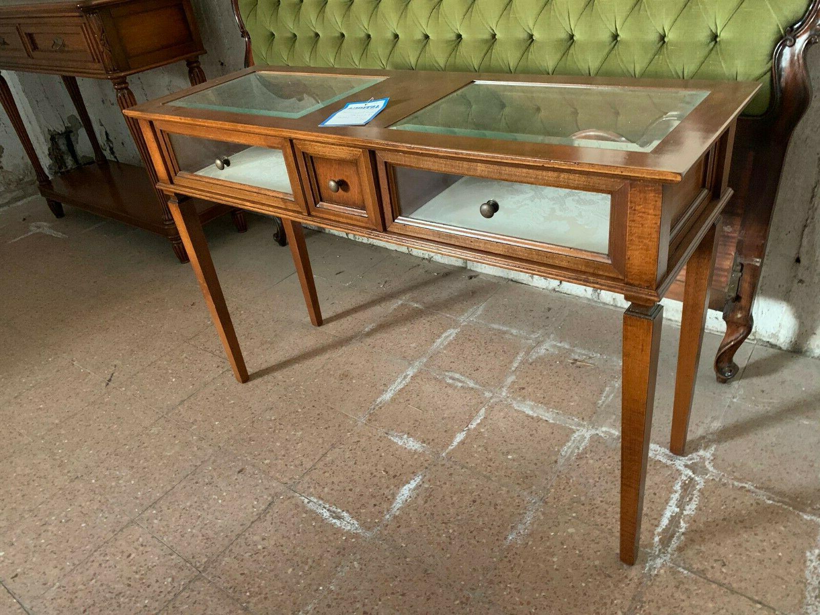 bacheca consolle con cassetti di vetro