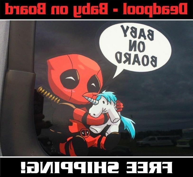 bambino deadpool bambino su tavola adesivo paraurti