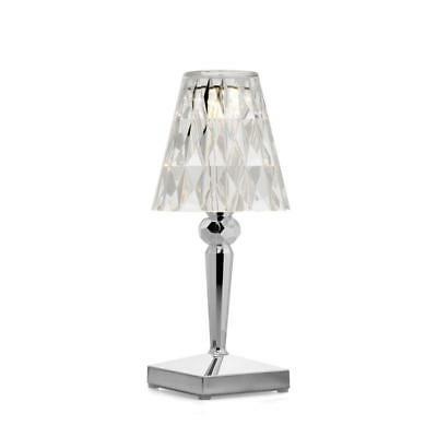 battery colore cromo e cristallo lampada da