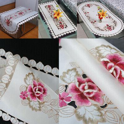 bianco ricamato fiore pizzo tavolo da pranzo