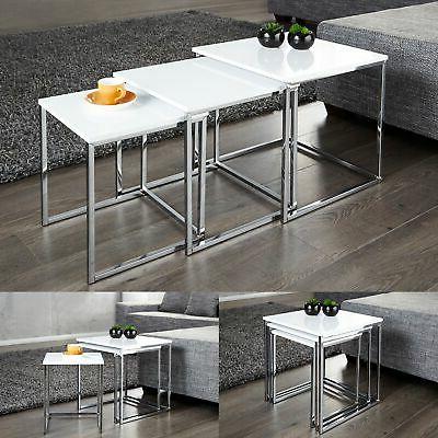 cagu 3er set design beistelltische milano bianco