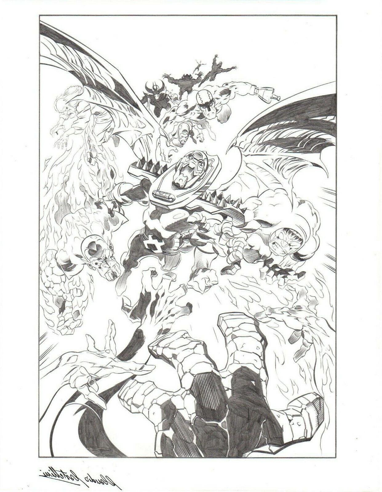 claudio castellini tavola originale fantastic four foes