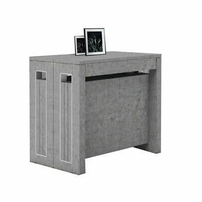 consolle colore grigio cemento con 6 prolunghe