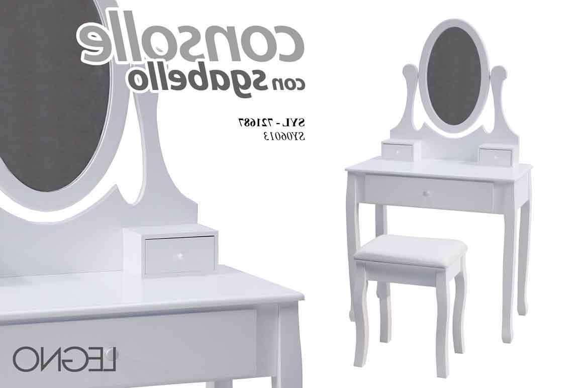 consolle moderna bianca sgabello specchio make up