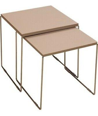 coppia tavolini in legno e metallo colore