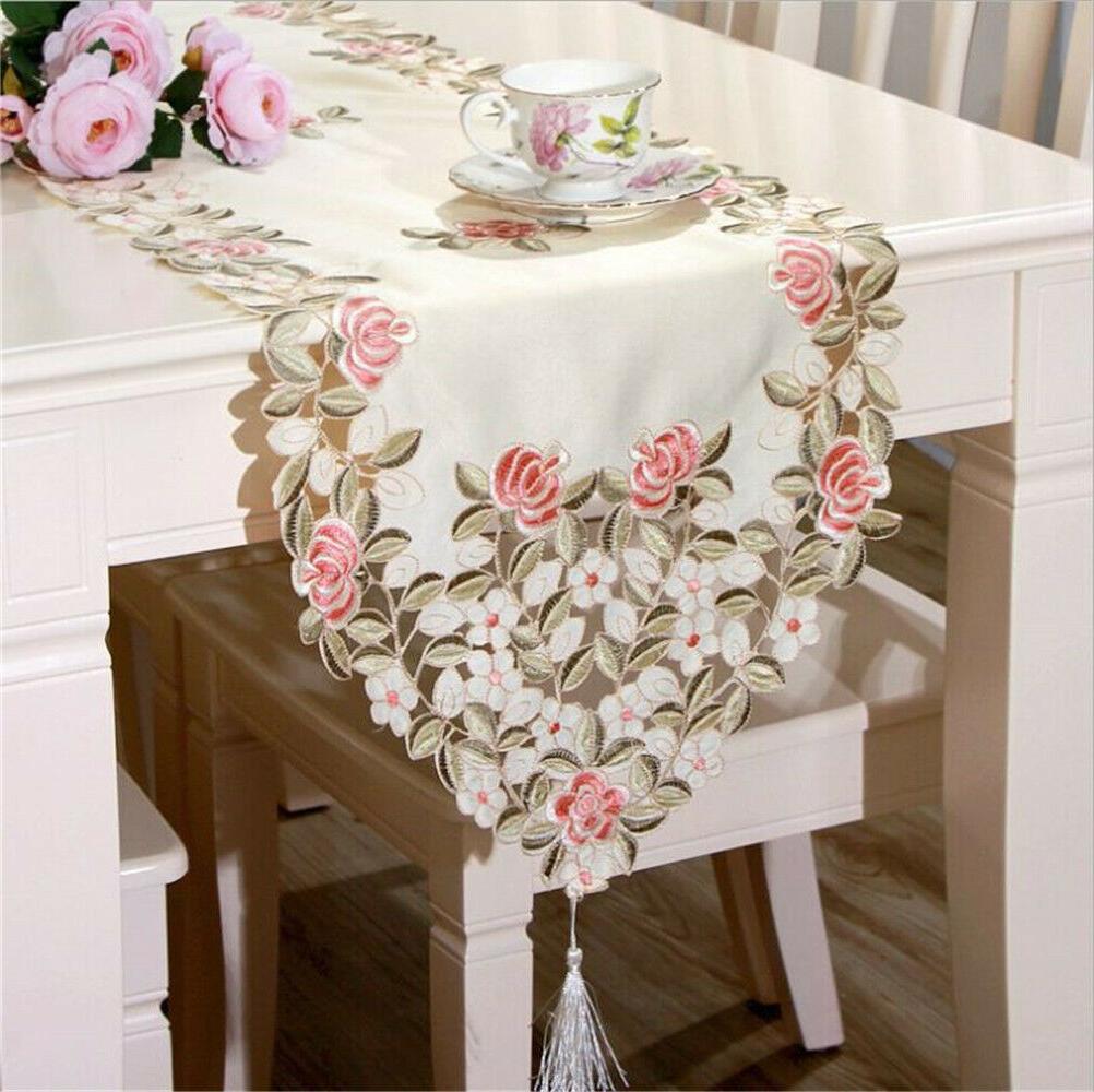 floreale runner da tavolo bianco tavolo ricamati