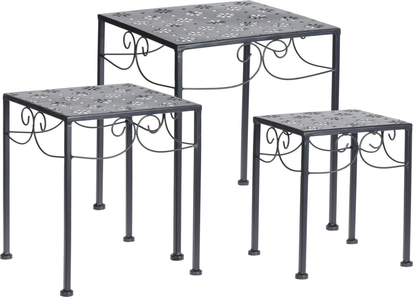 giardino tavolino 3pc metallo nero quadrato nido