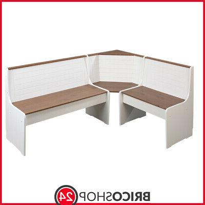 giro panca angolare bianco marrone in legno