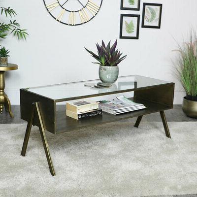 industriale metallo e vetro caffe tavolo tv