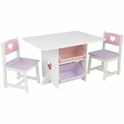 legno hevea set tavolo heart con 2