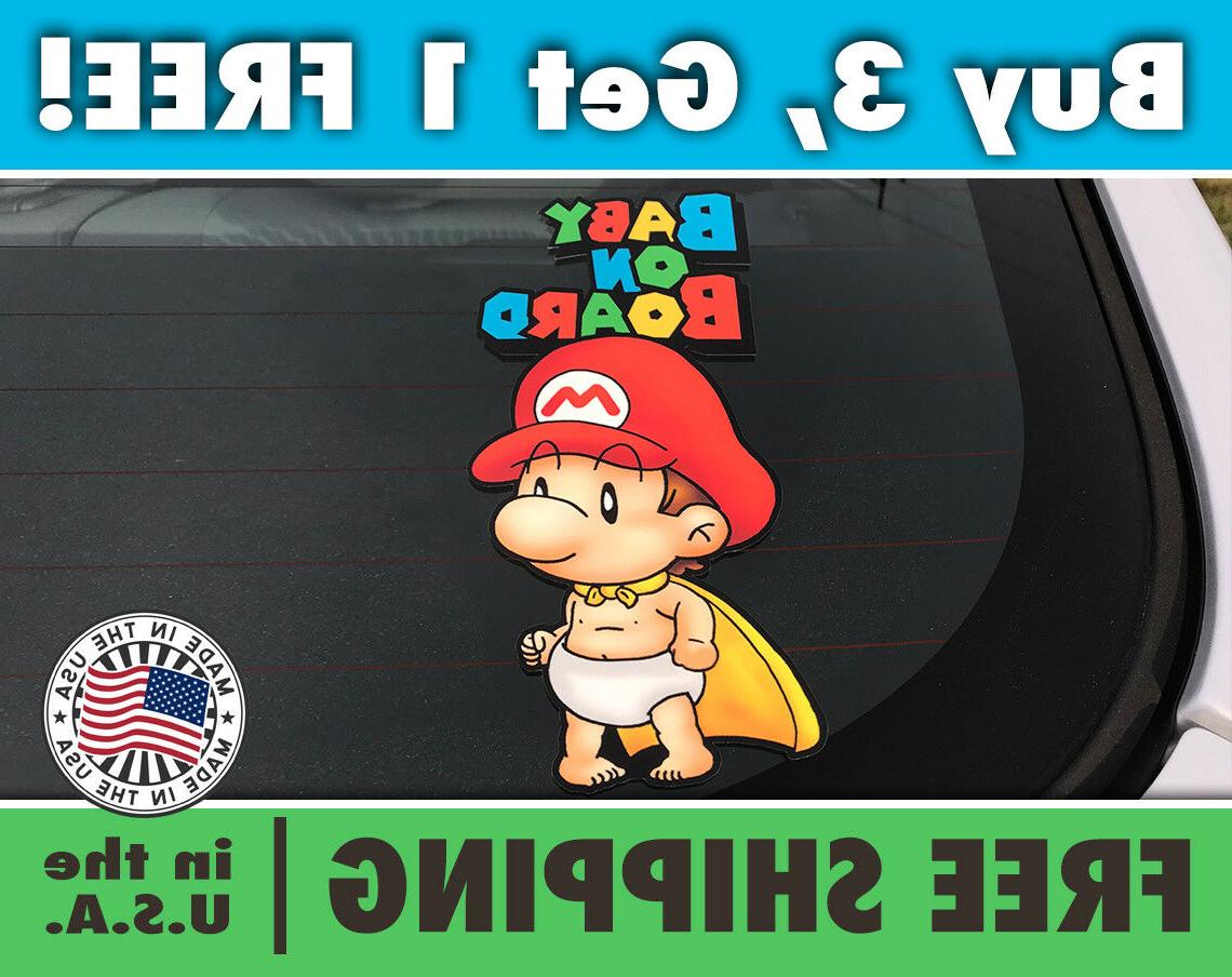 mario bambino su tavola bumpersticker super bros