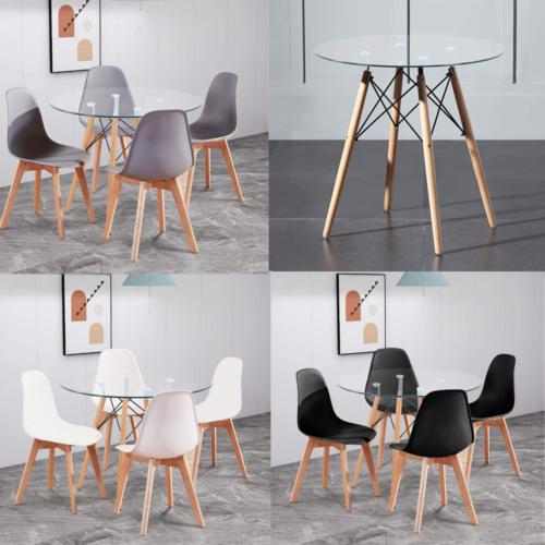 moderno tavolo da pranzo rotondo in vetro