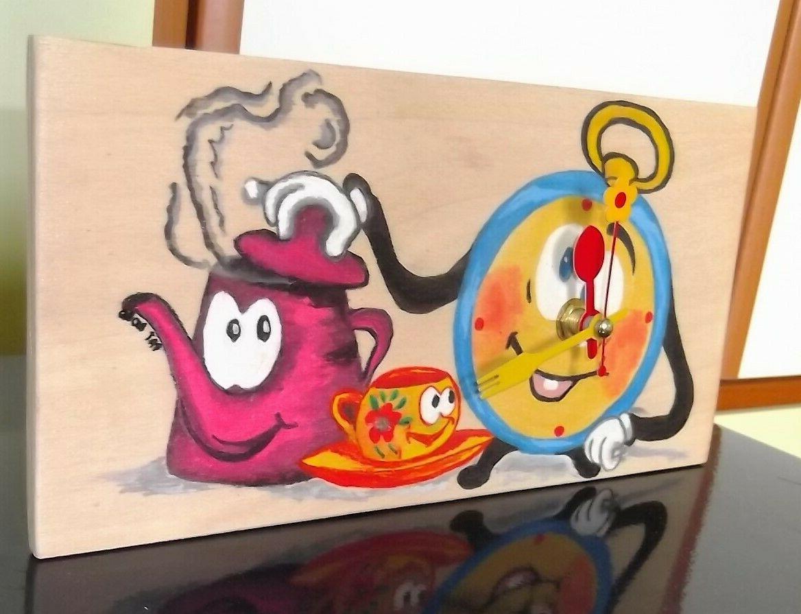 orologio dipinto a mano tavola di legno