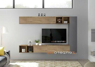 parete attrezzata sospesa moderna in finitura noce